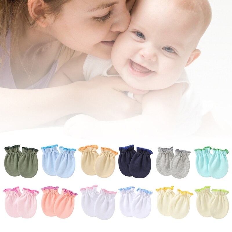 1 Pair Baby Anti-scratch Soft Cotton Gloves Newborn Handguard Mittens Infants Supplies