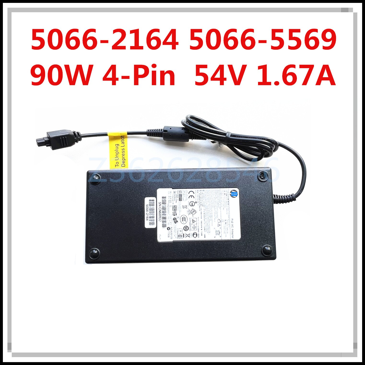 FOR HP J9774A J9780A J9982A 5066-2164 5066-5569 90W 4-Pin Inline AC Power Adapter 54V 1.67A 100% Tested Fast Ship