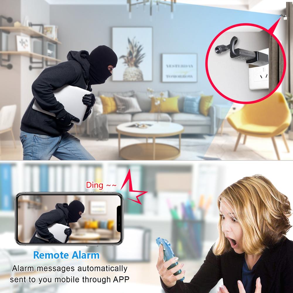 Mini Wifi USB Camera Real-time Surveillance IP Camcorder AI Human Detection Loop Recording Micra Cam APP V380 support 128G