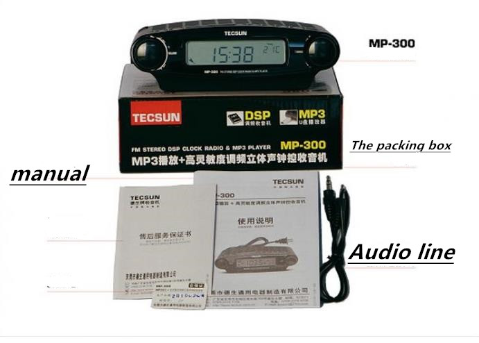 Tecsun Radio MP-300 DSP FM Stereo USB MP3 Player Desktop Clock ATS Alarm Black FM Portable Radio Receiver Y4137A Tecsun MP300