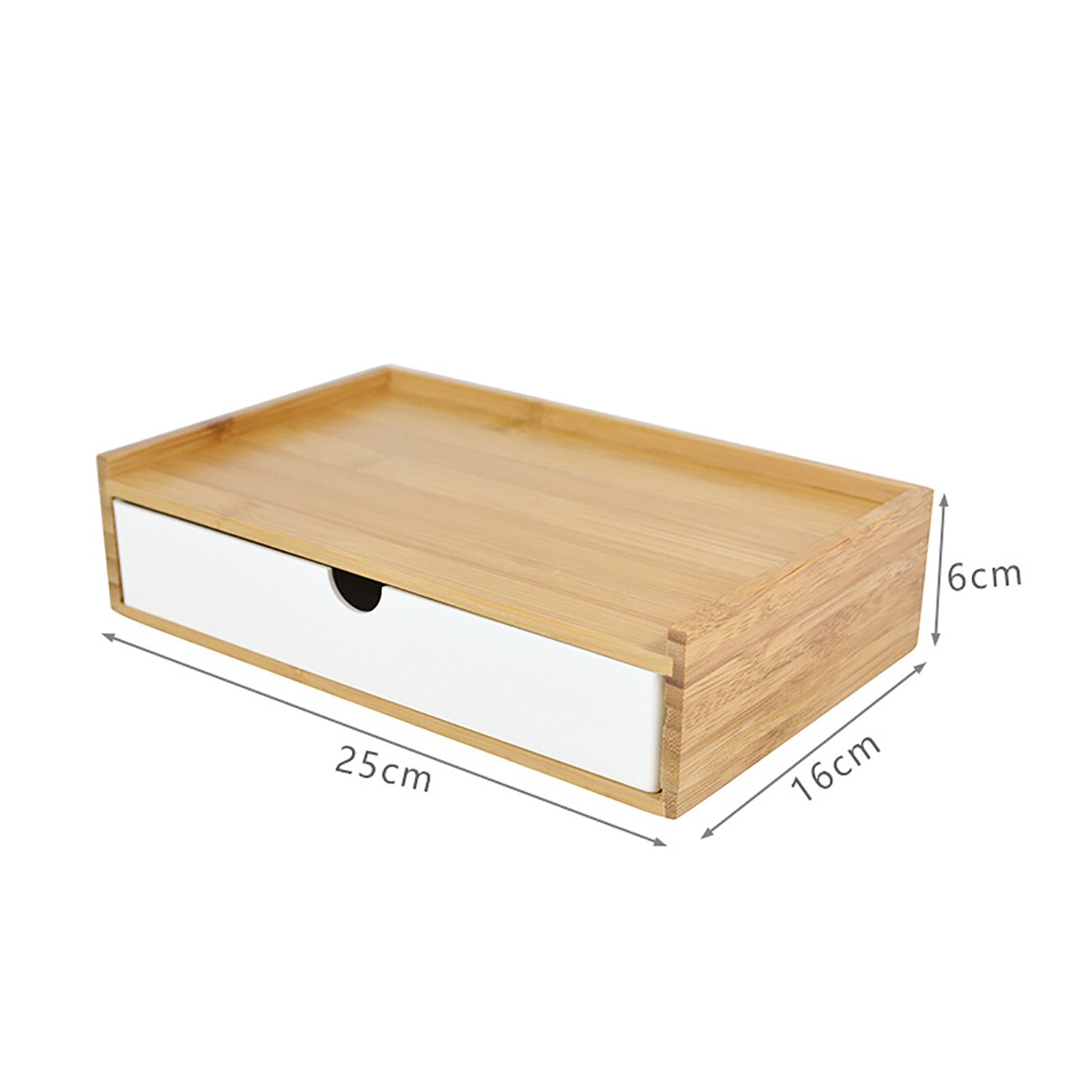 Bamboo Desktop Storage Box Sundries Jewelry Cosmetics Drawer Organizer Soap Box Remote Control Storage Box Table Storage Rack: White-1 Layer