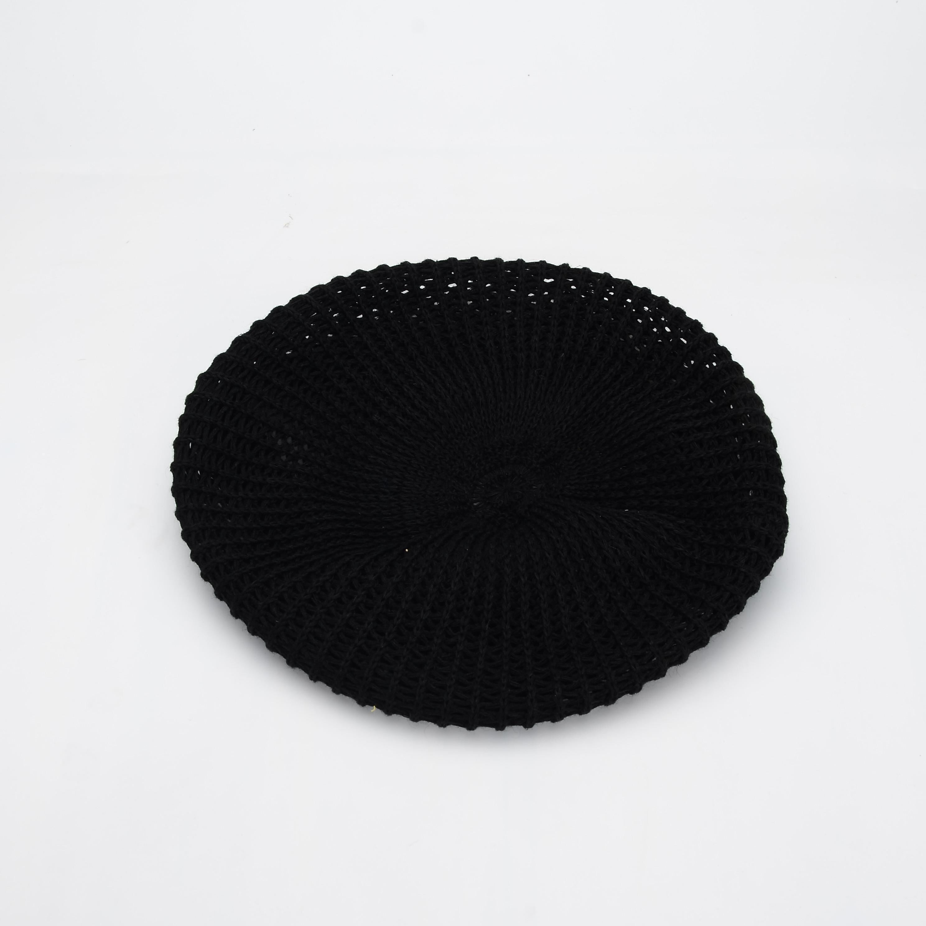 COKK-boinas francesas de punto hechas a mano para mujer, boinas negras huecas, transpirables, sombrero de pintor, boinas para estudiantes: Black