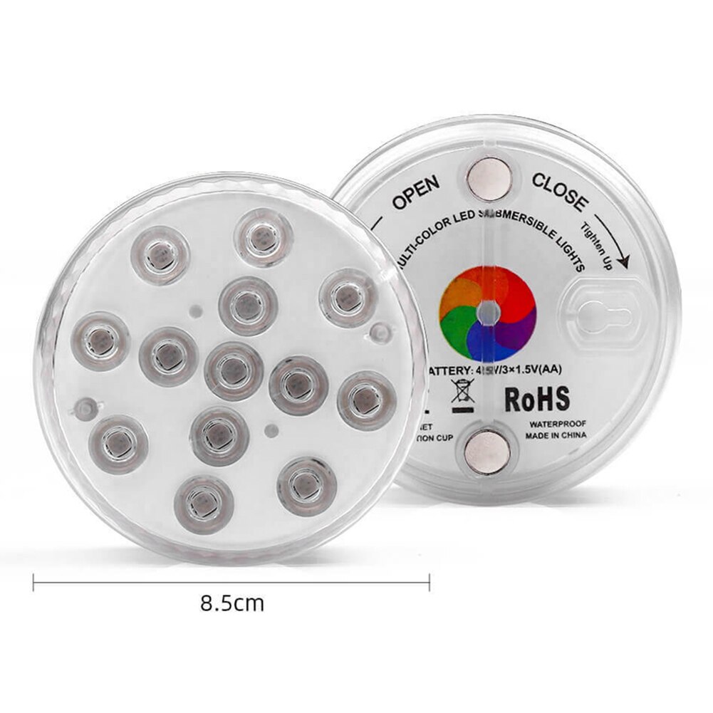 13 LED Remote Control Submersible Light IP68 Waterproof Battery Operated Lamp Multi Color Submersible LED Underwater Light