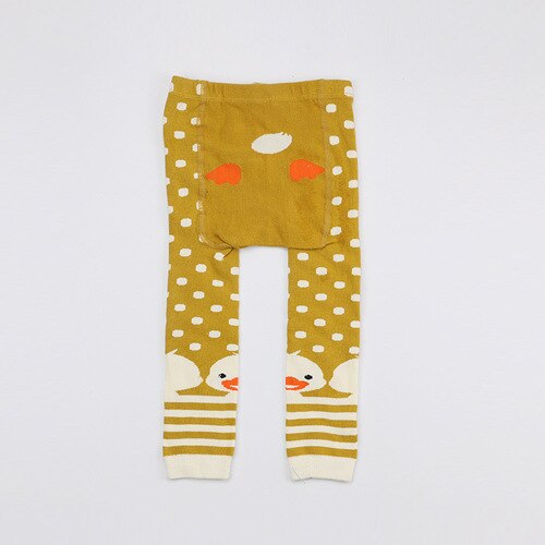Pantimedias de algodón peinadas de primavera y otoño de Corea del Sur 9 pantalones de dibujos animados grandes PP para bebés y niños leggings: Yellow duck