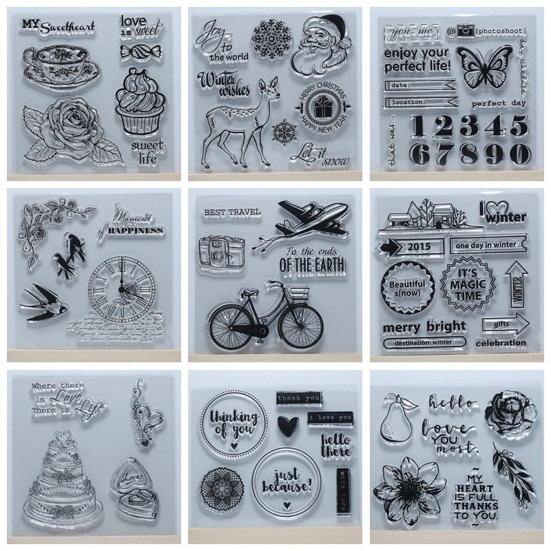 Winter wishes Moment Happiness Rest travel Beautiful Rubber Silicone Seal transparent clear rubble stamps for DIY Scrapbooking