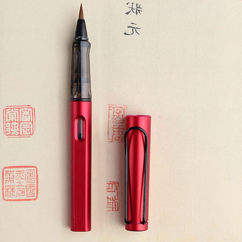 8 Colors Set Metal Calligraphy Pen Soft Hair Absorbent Writing Brush Watercolor Painting Tool School Office Supply Stationery