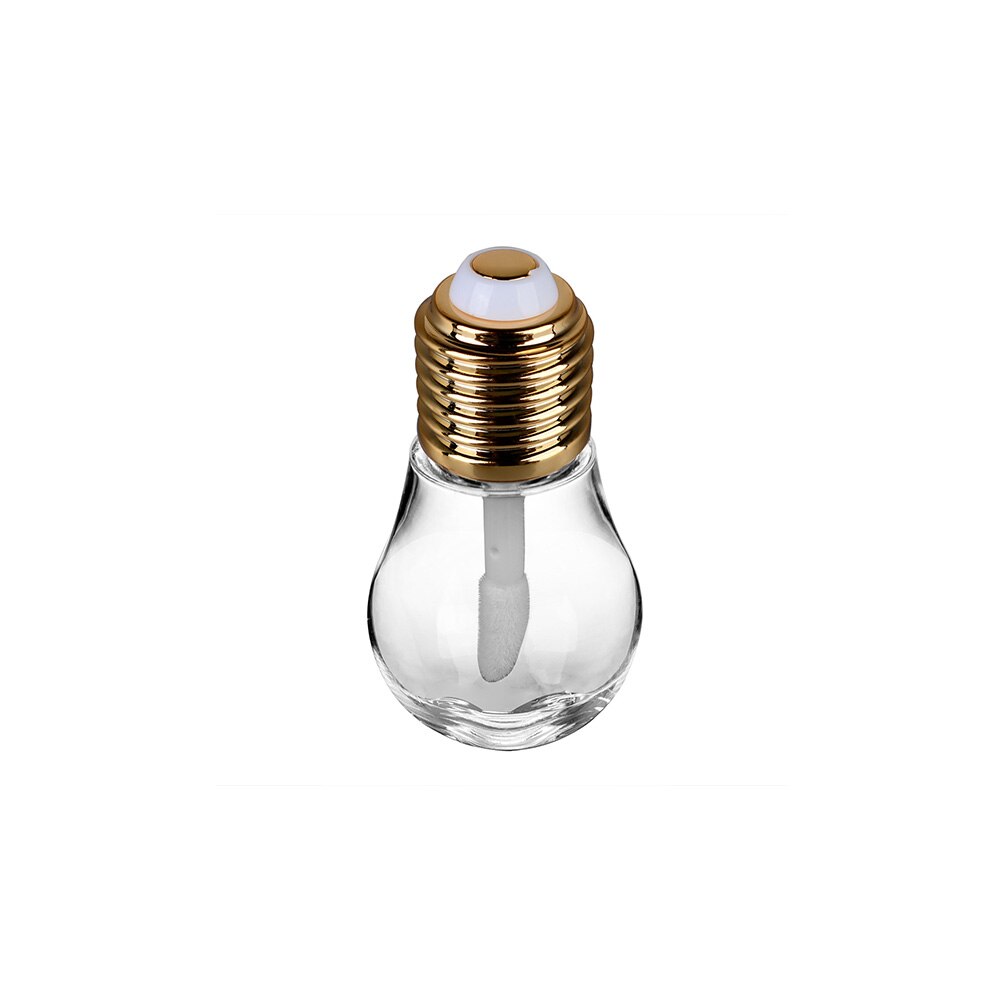 Forma de bombilla de luz 1/5 Uds., tubo vacío de brillo de labios, Mini botella rellenable de bálsamo labial, botellas vacías de plástico con goma: 1pc gold