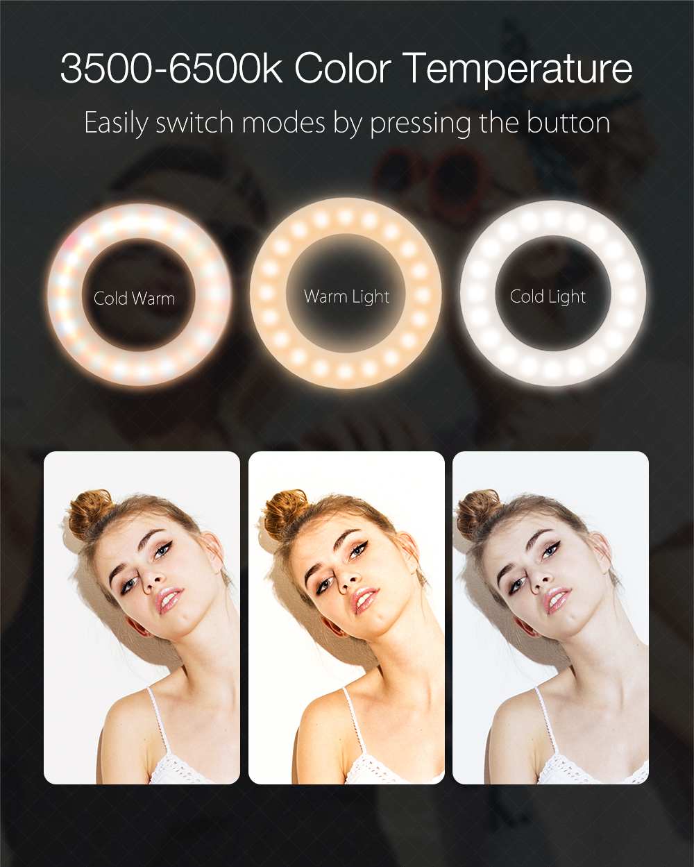 Blitzwolf BW-SL0 Led Selfie Ring Vullen Licht Clip-Op Schoonheid Oplaadbare Licht Voor Mobiele Telefoons Foto Video Led Ring licht