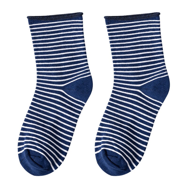 Japanese Harajuku Style Stripe Kawaii Socks Women Autumn Spring Hemming Pink Socks Cotton for Ladies 120601: 05