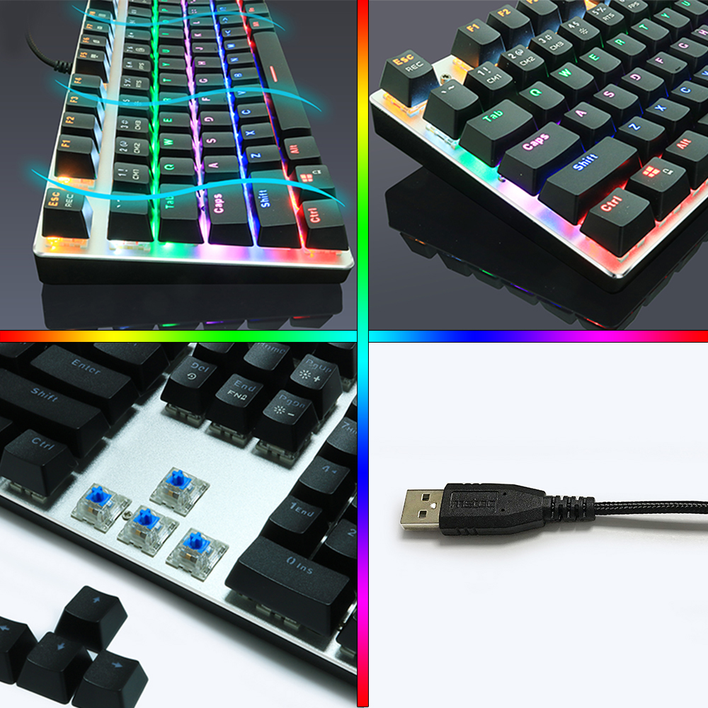 METOO Mechanical Keyboard USB Wired Backlit Gaming keyboard Anti-ghosting Blue Red Brown Switch for pc Game Laptop PC Russian