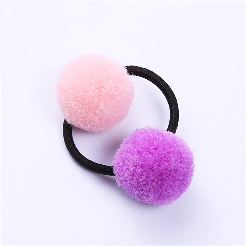 1PC lindo niñas pompón pelo lazos doble Pom elástico banda de pelo Pelo cuerdas, accesorios para el cabello para niños las niñas