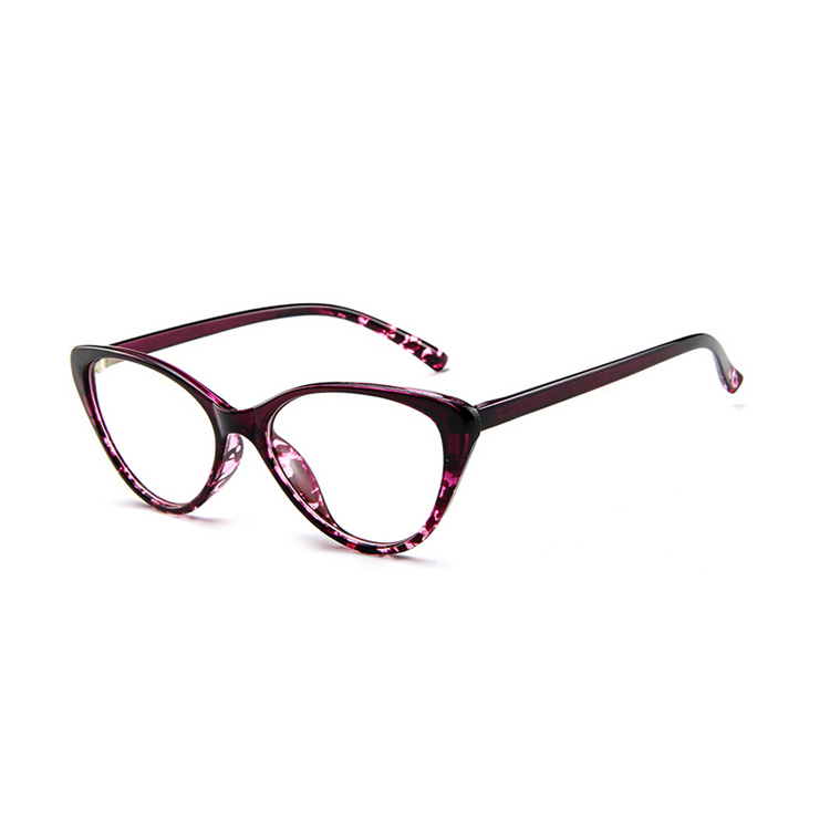 Elbru Cat Eye Glasses Spectacles Frame Women Eyeglasses Computer Myopia Vintage Ladies Eyewear Frame Clear Lens Glasses: Purple Floral Print