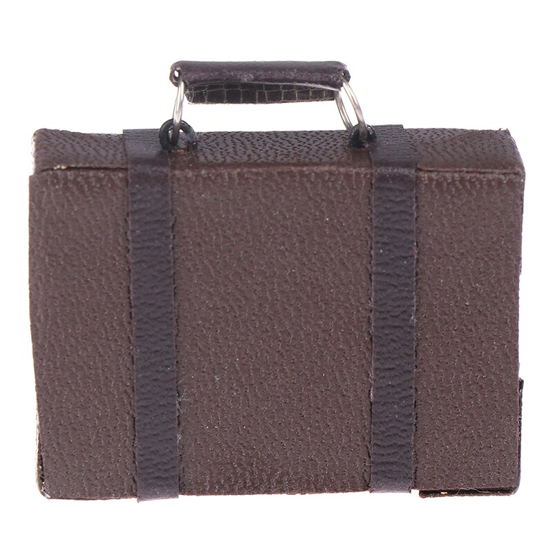 1pcs Doll House Miniature Vintage Leather Wood Suitcase Mini Doll Luggage Box Pretend Play Furniture Toys Accessory
