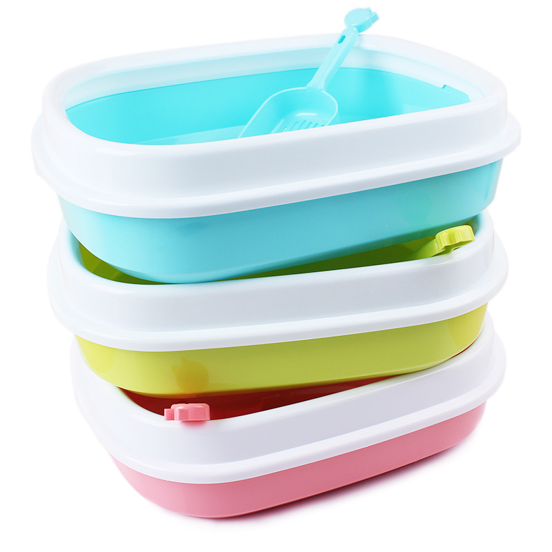 Cat Litter Box Toilet For Sandbox Cat Litter Box Cat Sand Basin Semi - Enclosed Anti - Splash Oval Anti Splash Plastic Tray
