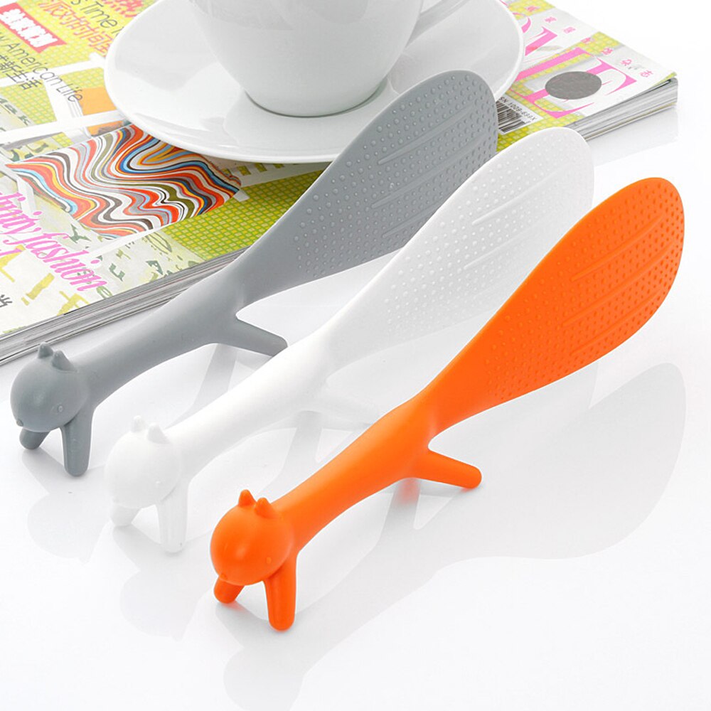 Portable debout écureuil cuillère tour tableaux collants nourriture cuillère riz Scoop vaisselle fête fournitures accessoires de cuisine