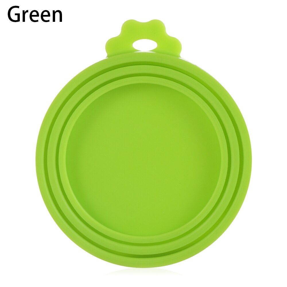 3 in 1 farverigt silikonedåselåg mad blikdæksel dåser hætte kæledyrsdåsedæksel genanvendelig madopbevaring holde frisk køkkenforsyning: Grøn