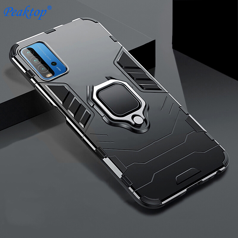 Armor Shockproof Coque for Xiaomi Redmi 9T Case for Redmy 9T 9 T T9 Redmi9T Funda Hard PC Car Magnetic Holder Protect Ring Cover: black
