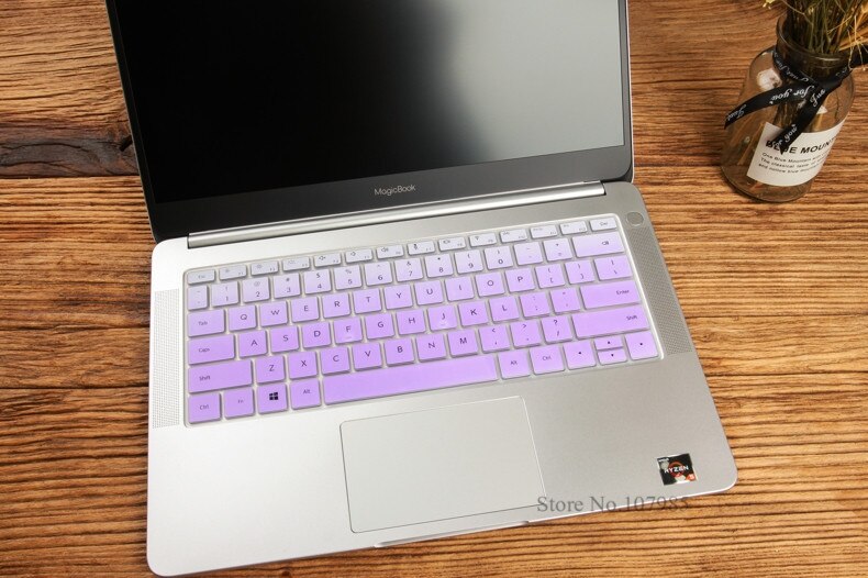 Vaskbart silikone laptop tastatur cover beskytter skin til huawei matebook  d 14 tommer (amd) notebook  d14 w50f w00d 14.0 & #39 ;& #39 ;: Gradvis lilla
