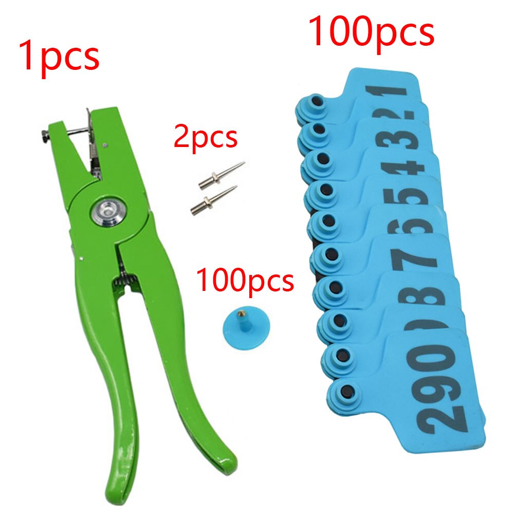 Farm Animal Cattle Ear No. 001-100 Digital Identification Card Label Signage Cow Ear Tag Copper Head Earrings Equipment 100 Pcs: Blue