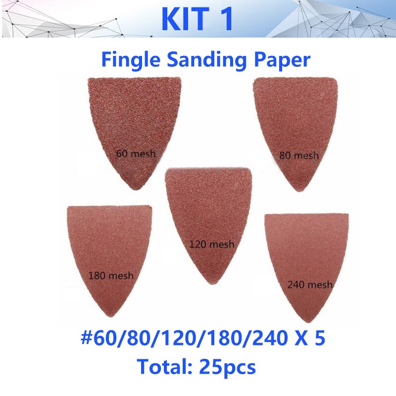 NEWONE Finger – papier de ponçage triangulaire, grain 60/80/120/180/240, pour outil oscillant, polissage, meulage: kit1 25pcs