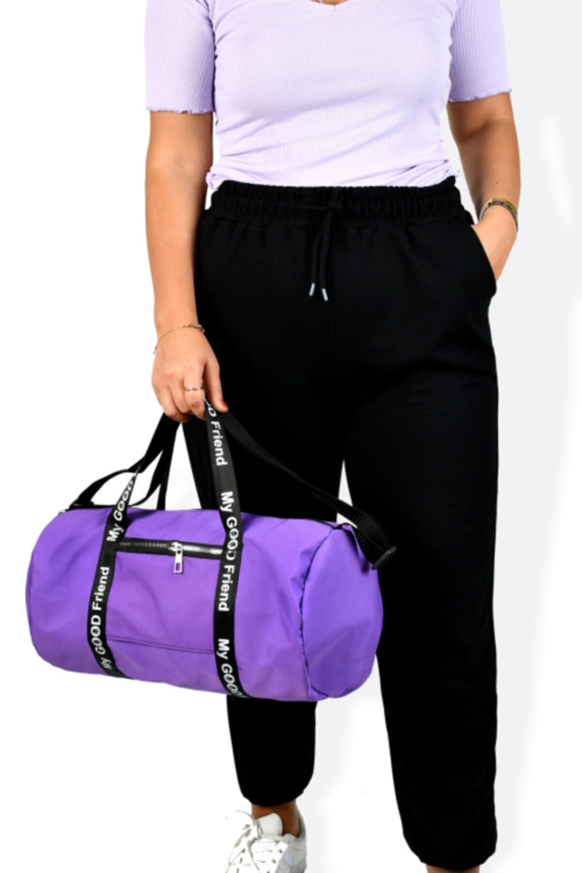 Bolsa cilíndrica de tela para Fitness y gimnasio, diferentes tamaños, portátil, para nadar, deportes de viaje, gimnasio: Lavender