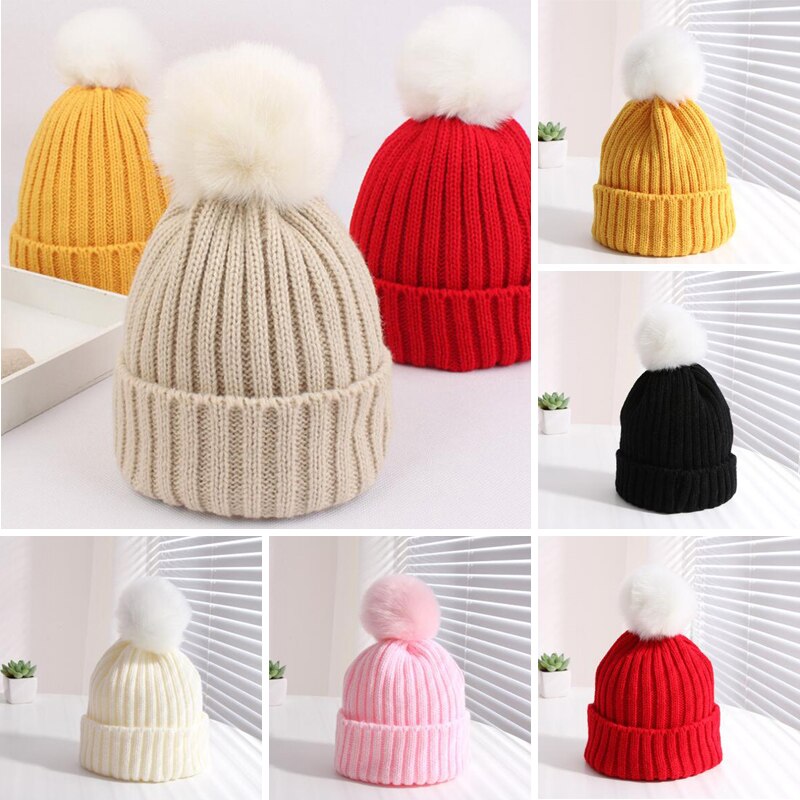 Pompon baby muts winter gebreide kinder baby meisjes muts warme zachte kinderen peuter meisjes muts muts casquette enfant