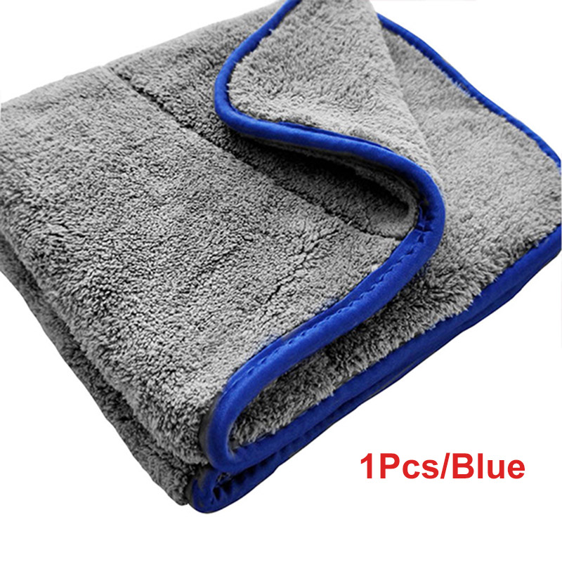 Auto detaillering 42 x 48cm auto wassen doek mikrofiber handdoek bil rengøring klud til biler dikke mikrofiber til bilpleje køkken: 1 stk blå