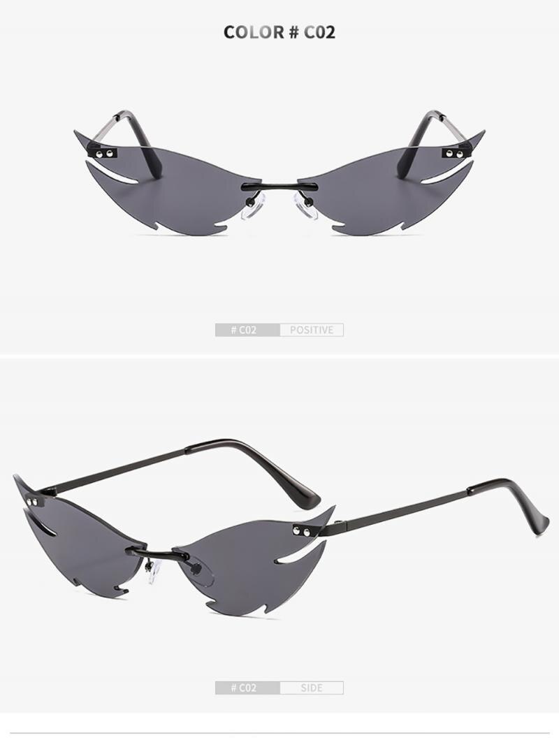 nuevas gafas de conducción mujer hombre sin marco forma de pez tiburón gafas de sol pequeñas creatividad tiburón forma gafas: B