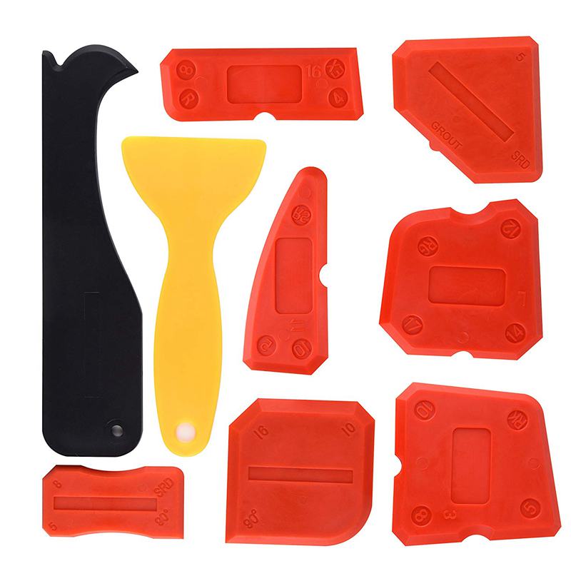 9 Stuks Siliconenkit Afwerking Gereedschap Smoothing Caulking Tool Kit Voor Keuken Badkamer Vloer Afdichting, Rood: Default Title