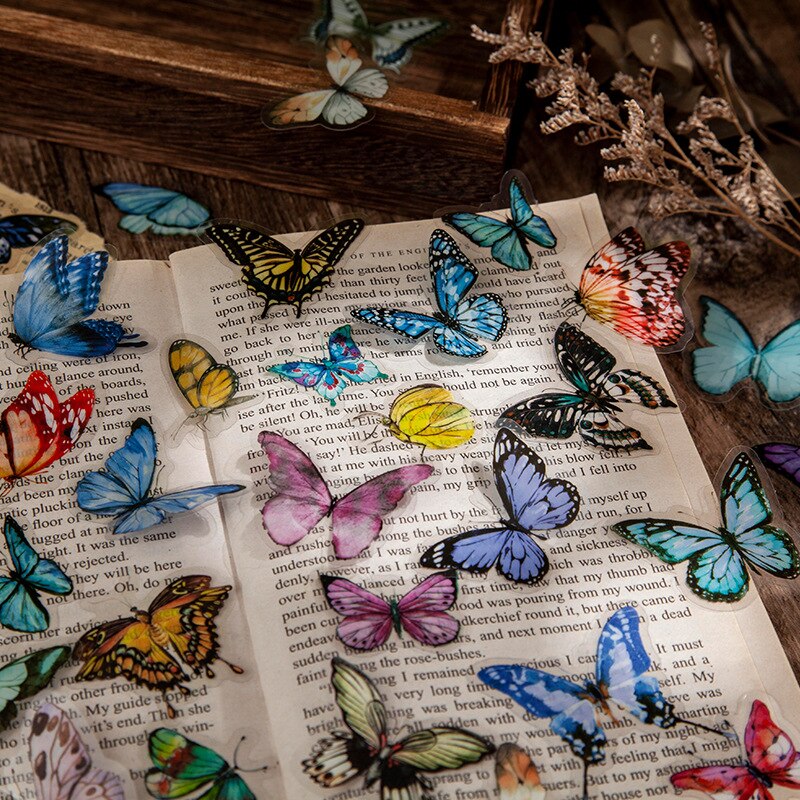 Vlinder Museum Diy Maanlicht Droom Lint Mooie Sticker Decoratieve Dagboek Album Crystal Inkt Pet Art Sticker Pack