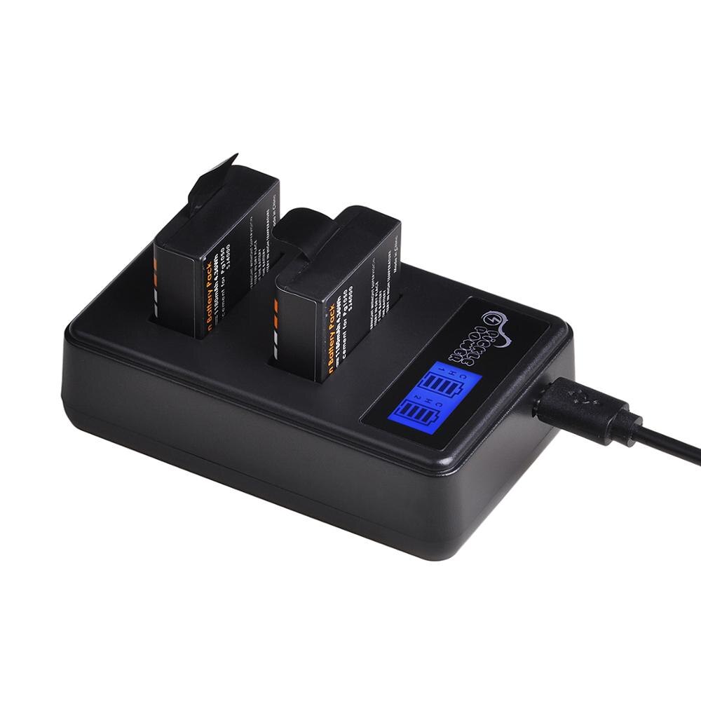1180Mah PG1050 Batterij + Lcd Dual Usb Oplader Voor Of Sjcam SJ4000 M10 SJ5000 SJ5000X Voor Eken H9 H9R h8R H8 Git PG900: 2 Battery 1 Charger