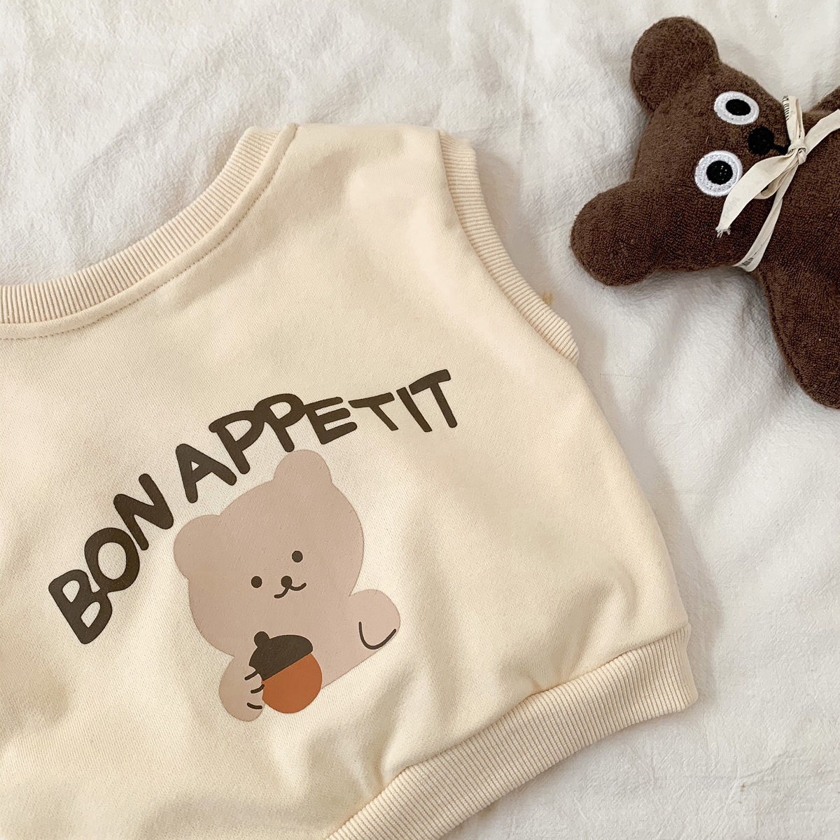 Baby Meisjes Jongens Leuke Cartoon Beer Vest Baby Mouwloos Streep Katoenen Jas Pasgeboren Peuter 2022 Kleren