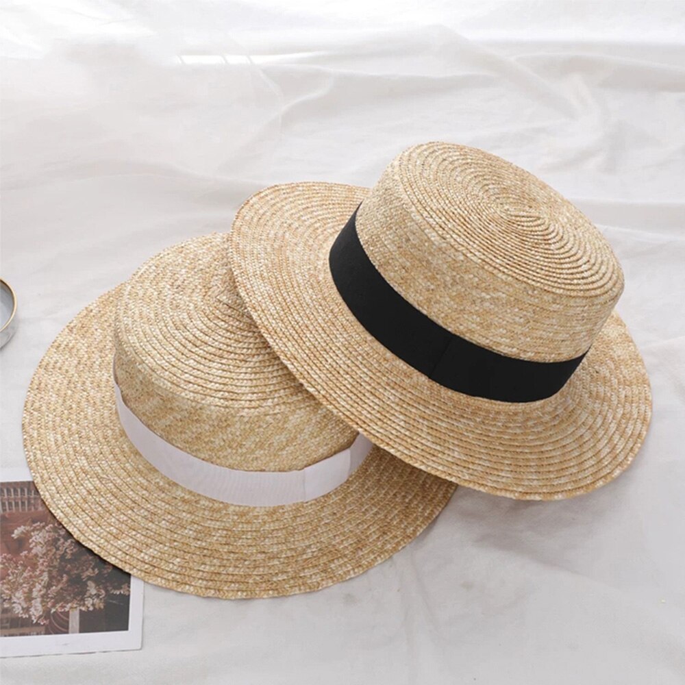 Summer Women Wide Brim Straw Hat Lady Sun Hats Boater Wheat Panama Beach Hats Beach Caps