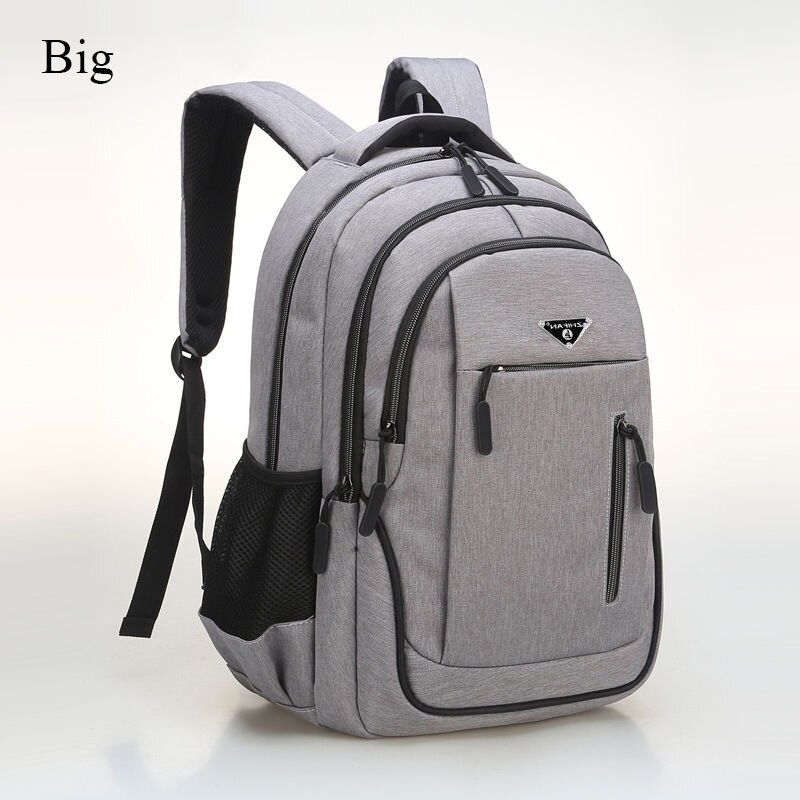 Big Capacity Men Backpack Laptop 15.6 Oxford Gray Solid High School Bags Teen College Student Back Pack Multifunctional Bagpack: gray big