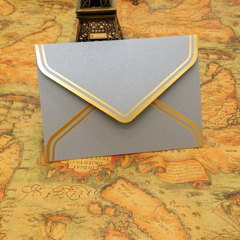 10 pcs/lot Vintage Gold Blank Kraft Paper Envelopes Wedding Party Invitation Envelope Greeting Cards Envelope 17.5*12.5cm: 17.5X12.5cm gray
