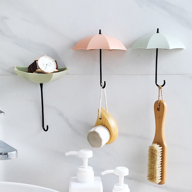 3Pcs Umbrella Shape Hook Wall Hanger Rack Small Items Kitchen Bathroom Wall Mounted Decor Hook Household Multi-purpose Holder