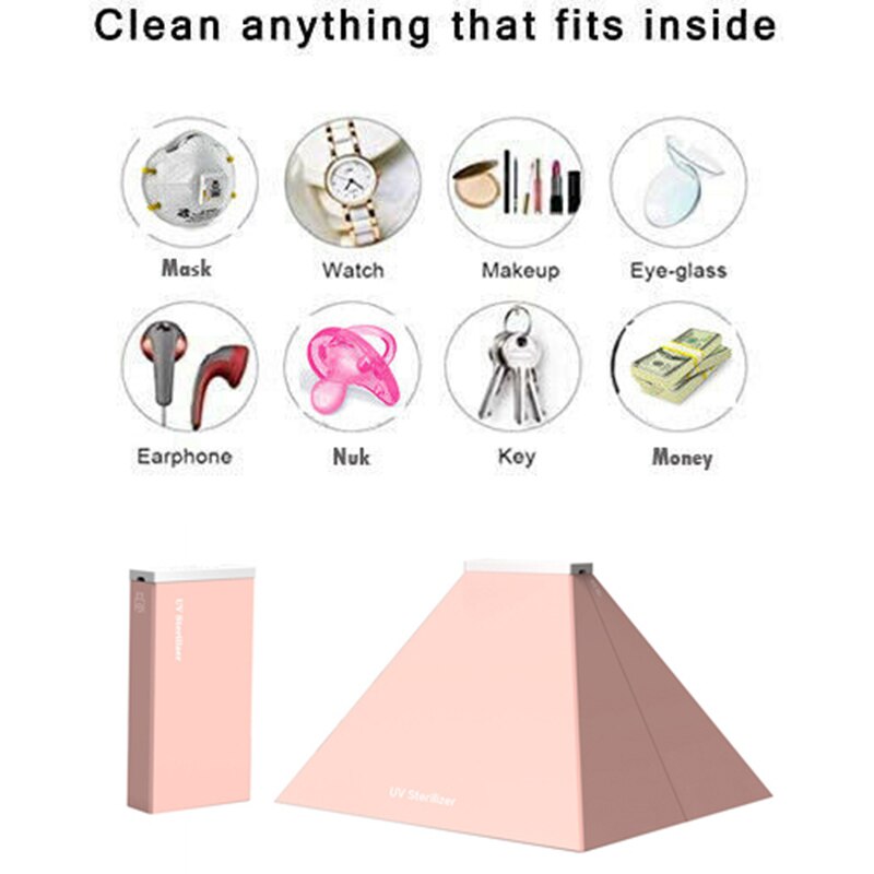 UV Cell Phone Sterilizers Box Disinfection Case Cleaner UVC: Pink