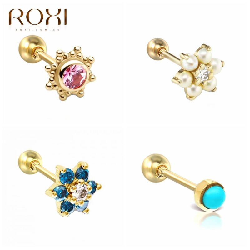 ROXI cristalli colorati fiori cerchio orecchini per donna perle orecchini penetranti argento Sterling 925 Pendientes Plata 925