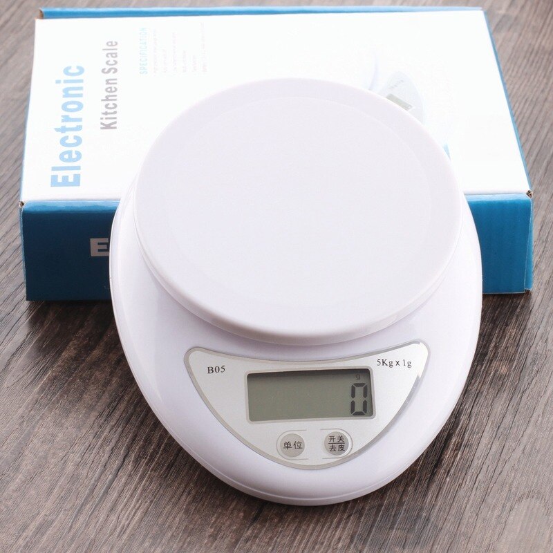 Huishoudelijke mini keukenweegschaal 5kg mini eenvoudige keuken gezondheidsbakweegschaal elektronische weegschaal precisie 0.1g: Engels 5kg.1g