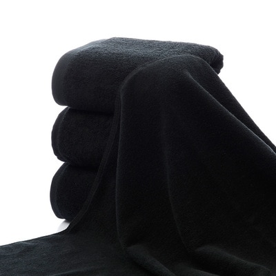 Solid svart 100%  ansiktshanddukar i bomull handduk badlakan för vuxna strandhandduk hotell 2 storlekar 70*140cm 35*75cm