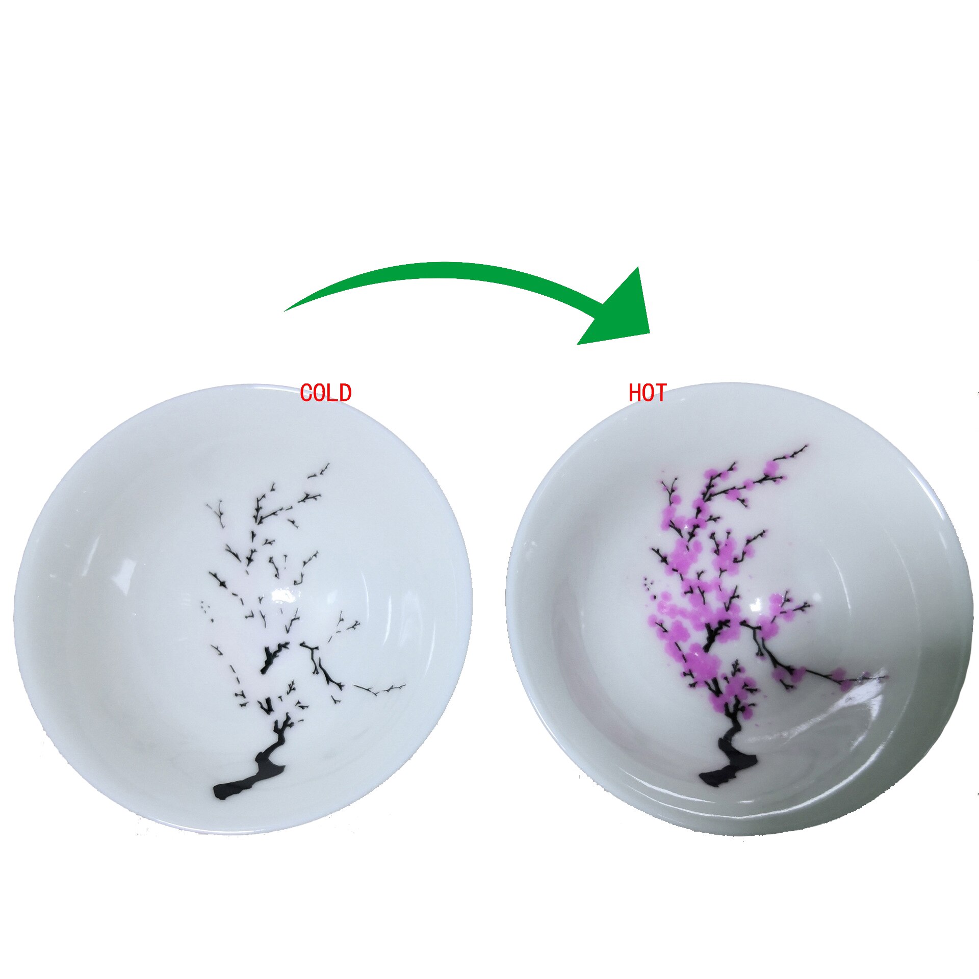Japanese Magic Sakura Cup Cold Temperature Color Changing Flower display Sake Cup Ceramic Kung fu Tea Cup Tea Bowl: hot-change 1