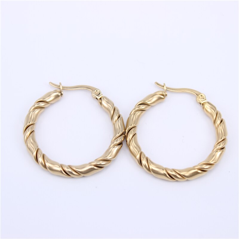 gold color hoop earring 30mm35mm40mm outer diameter and 4mm thick Simple women wear every day LH679: gold color 30mm