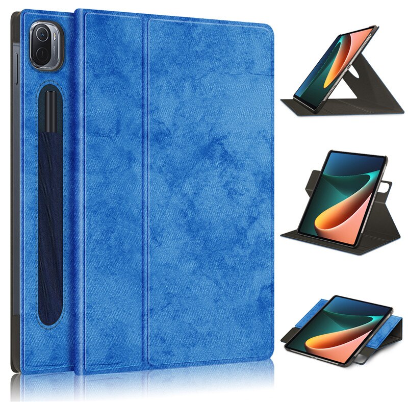 Per Xiaomi Pad 5 custodia per Tablet tessuto morbido supporto girevole a 360 gradi Smart Cover per Funda Mipad 5 Mi Pad 5 Pro custodia Coque 11 pollici: Dark Blue-Fabric / For Mi Pad 5 Pro