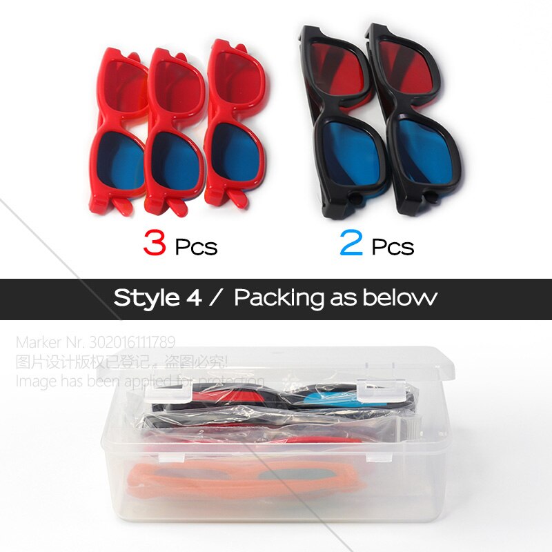 AUN – lunettes 3D rouge-bleu, pour projecteur LED TV 4K 1080P, boîte de cinéma DL02: Package A