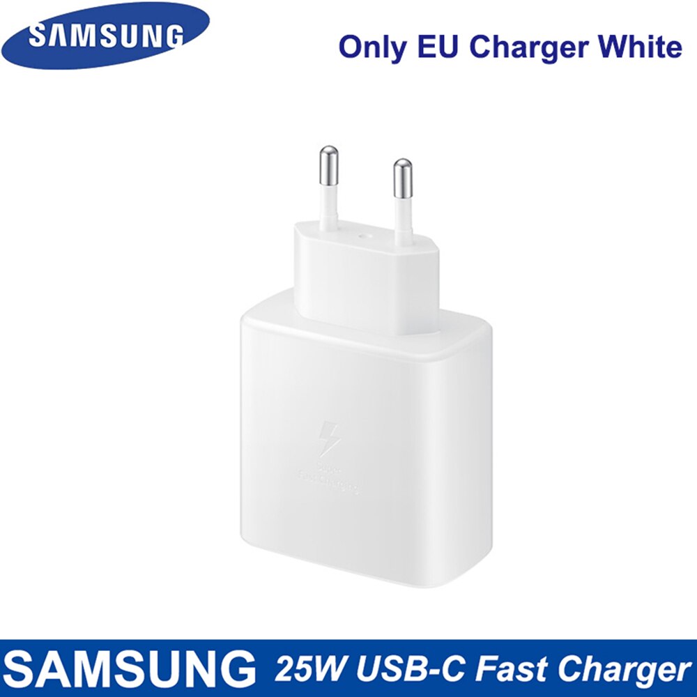 Original Samsung Note 20 Ultra 25W Charger Surper Fast Charge USB Type C Pd PPS Quick Charging For Galaxy Note 20 10 S21 S20 5G: White EU Charger