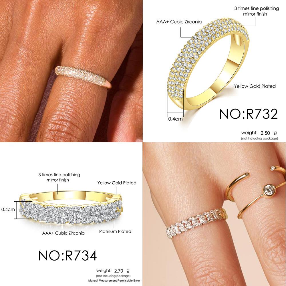 Anillo de circón helado de Color dorado a juego para mujer, anillos INS delicados apilables de tendencia, accesorios de joyería de , para niñas R731