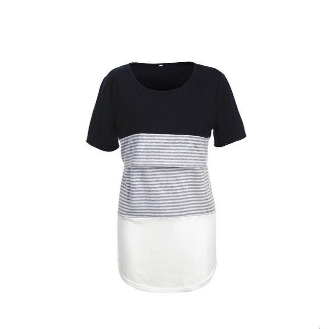 Donne Maternità Vestiti Allattamento Al Seno Magliette E Camicette Manica Corta T-Shirt Infermieristica Estate Casual Allentato Morbido A Righe Della Signora Magliette E Camicette T-Shirt: A / M