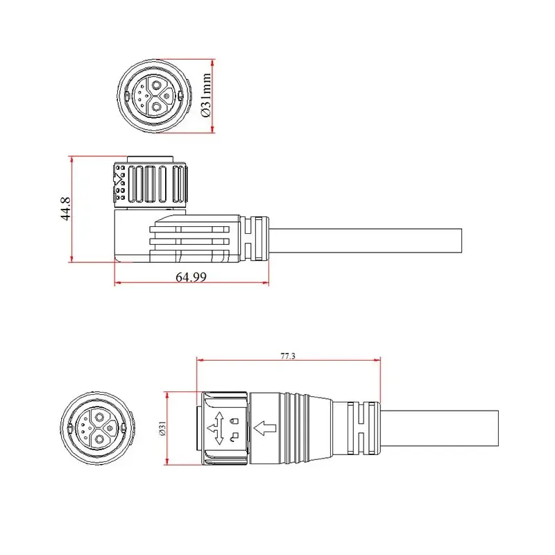 IP67 50A 2 + 1 + 5 Cable de puerto de carga de motocicleta eléctrica M23 Cable conector de batería de litio para bicicleta eléctrica enchufe macho hembra de 8 pines