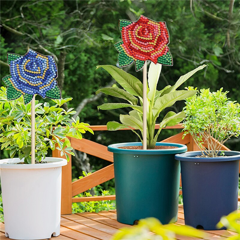 DIY diamond painting potted plant decoration stick sunflower rose flower birthday flower pot decoration