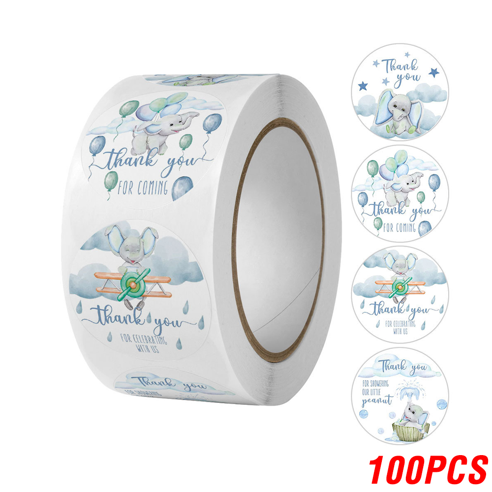 Bedankjes Stickers Cartoon Olifant Sticker Cadeau Pakket Zegel Etiketten Klein Bedrijf Bedankt Stickers 2.5Cm 100-500 Stuks: Light Grey